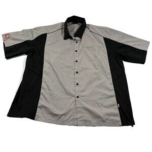 SIMPSON Pit Crew Mechanic Racing Mens Gray Black Button Work Shirt Top Sz XXL
